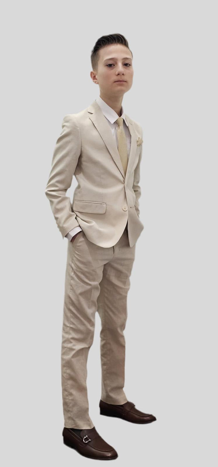 Bechic Halifax Kids’ Linen Beige Suit – Premium Italian Handmade Quality, Best Selling in Canada Be Chic