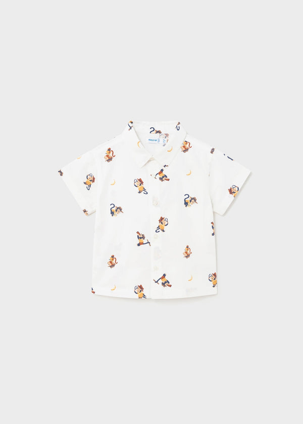 1112 - S/s shirt for baby boy - Wht - banana - Be Chic