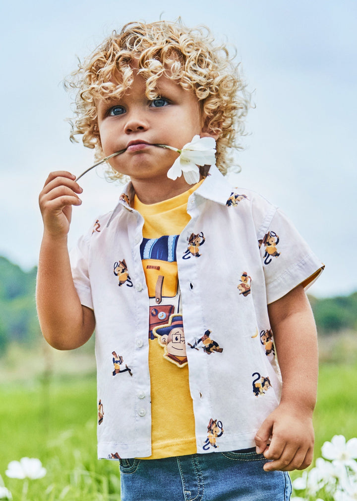 1112 - S/s shirt for baby boy - Wht - banana - Be Chic