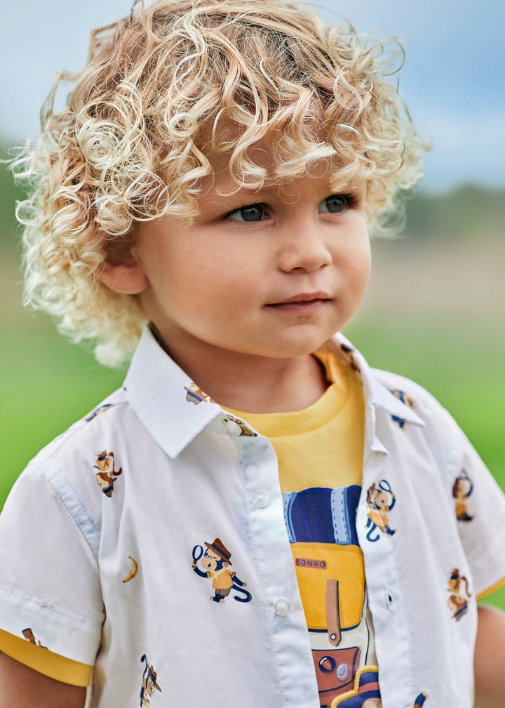 1112 - S/s shirt for baby boy - Wht - banana - Be Chic