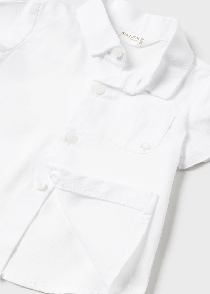 1194 - S/s shirt for newborn boy - White - Be Chic
