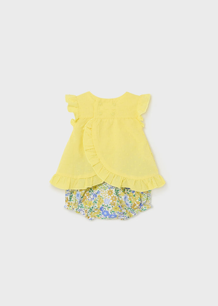 Mayoral Shorts Set in dandelion for newborn girls.