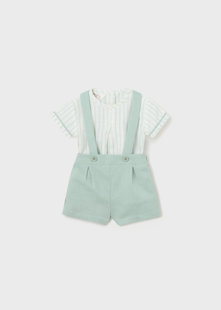 1217 - Shorts with suspenders set for newborn boy - Lagoon - Be Chic