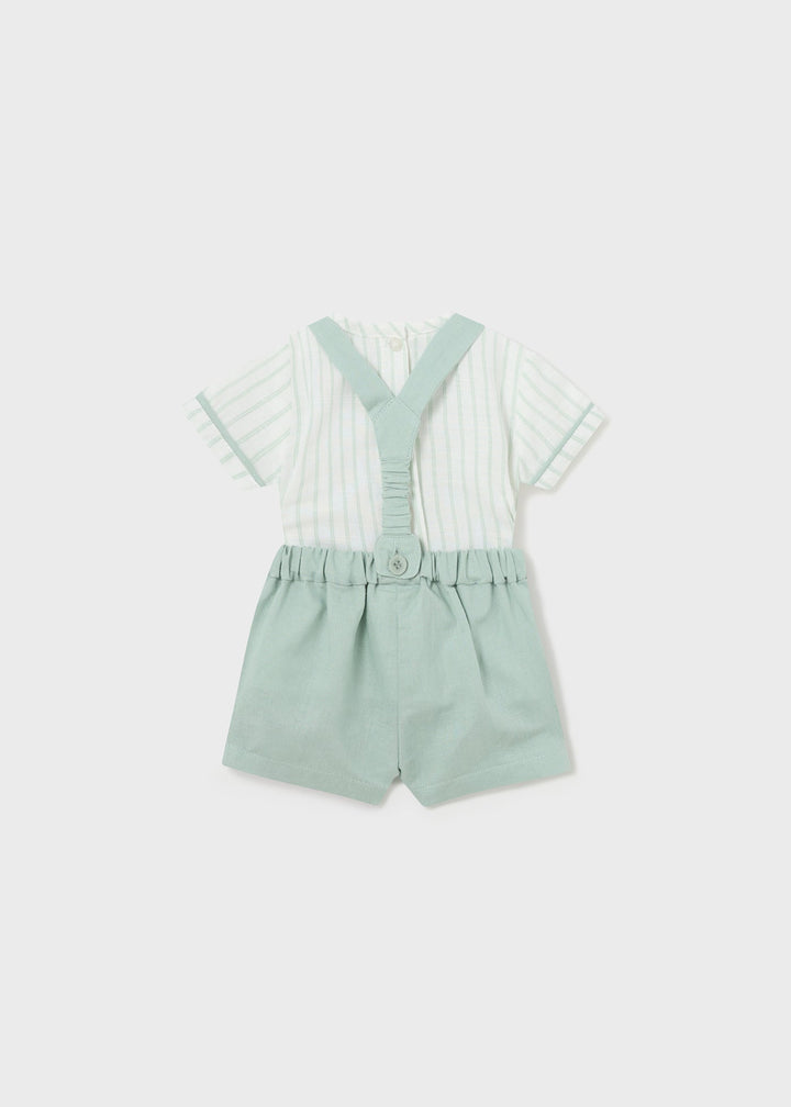 1217 - Shorts with suspenders set for newborn boy - Lagoon - Be Chic