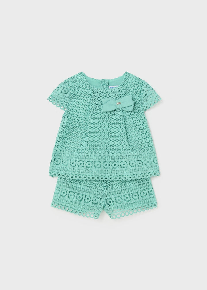 Mayoral Crochet Short Set for girls in agate color.