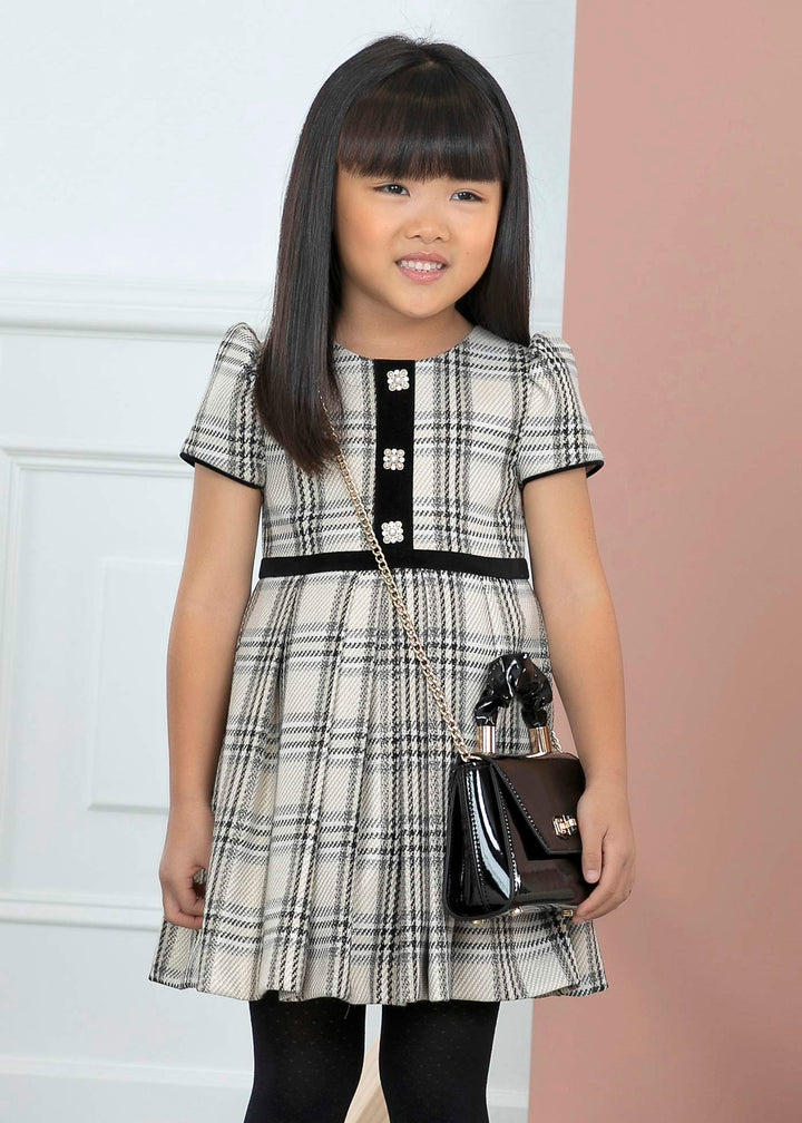 Beige Plaid Dress Abel and Lula