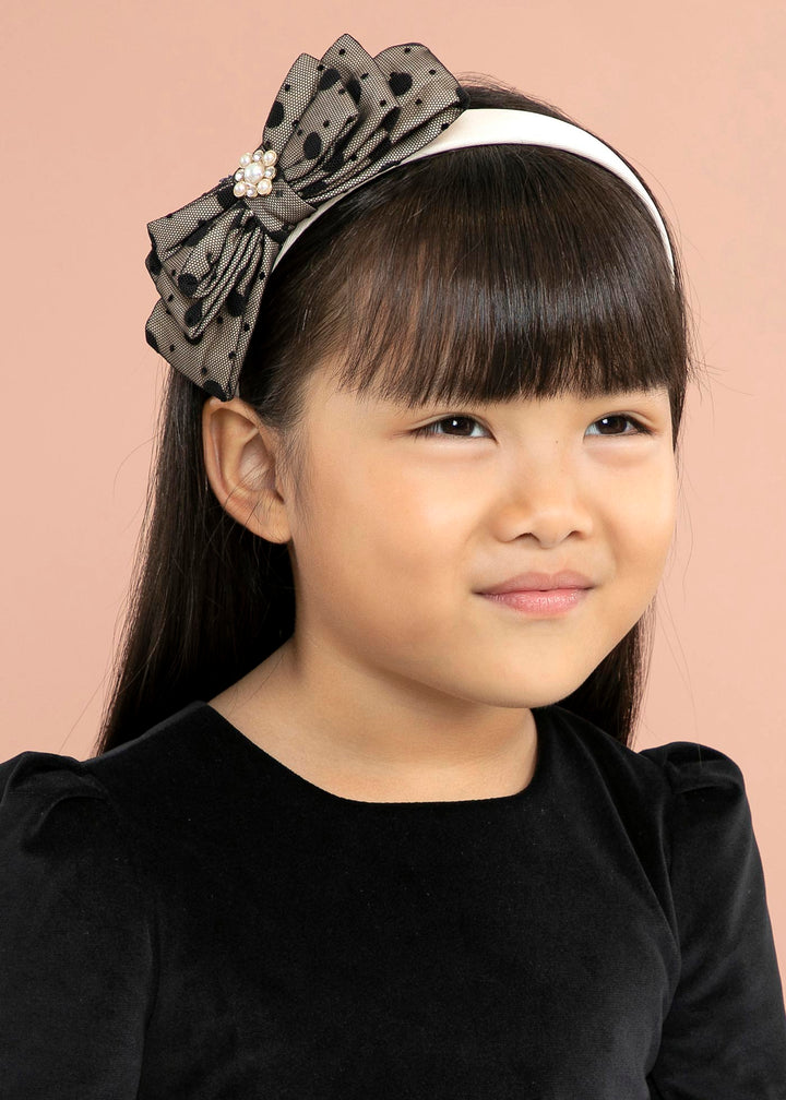 Black Polka Dot Tulle Headband Abel and Lula