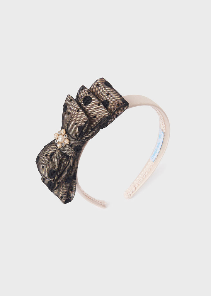 Black Polka Dot Tulle Headband Abel and Lula