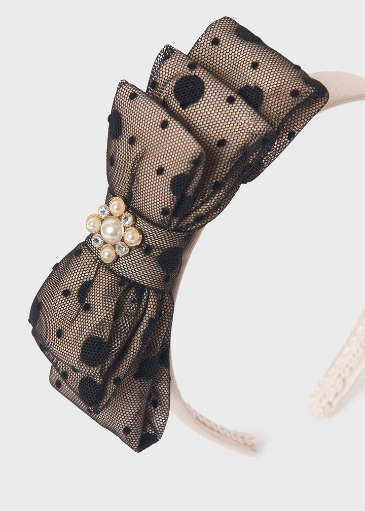 Black Polka Dot Tulle Headband Abel and Lula