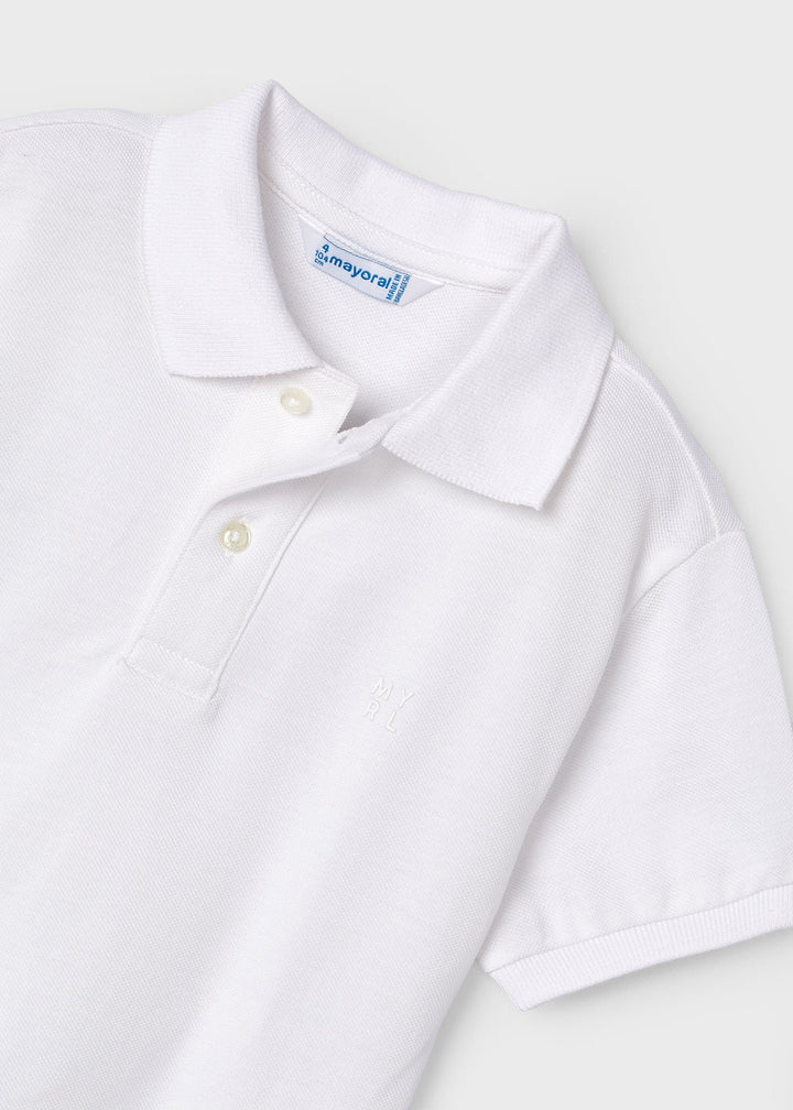 150 - Basic s/s polo for boy - White - Be Chic