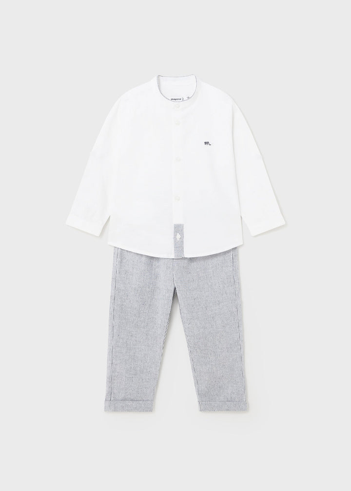 1555 - Linen shorts set for baby boy - Navy - Be Chic