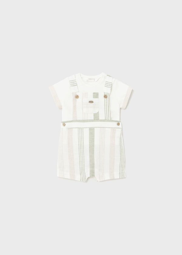 Mayoral Dungaree Dress Up Set in eucalyptus for newborns.