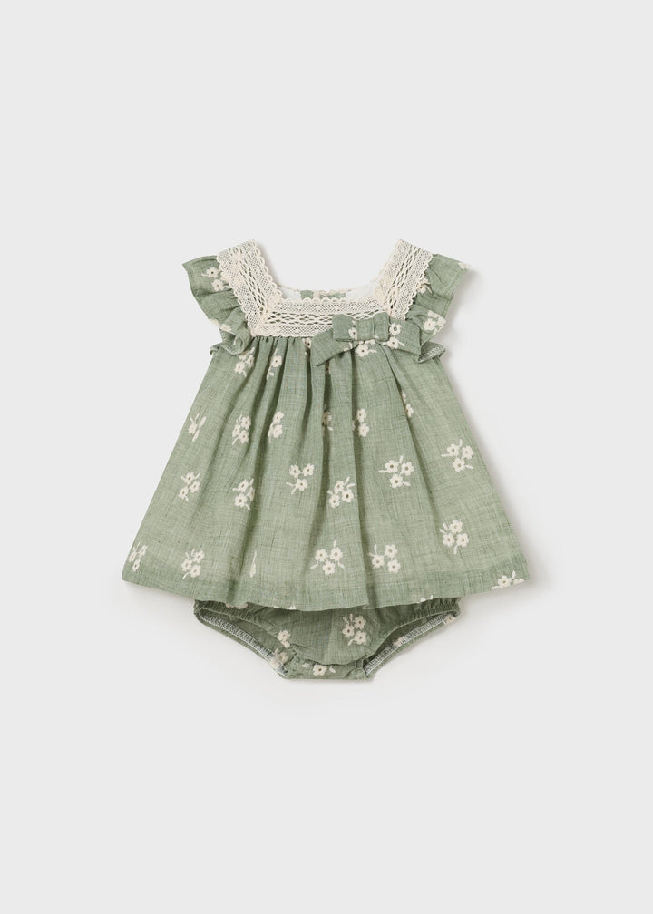 1827 - Embroidered dress for newborn girl - Eucalyptus - Be Chic