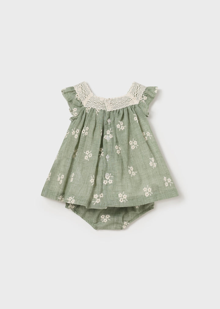 1827 - Embroidered dress for newborn girl - Eucalyptus - Be Chic