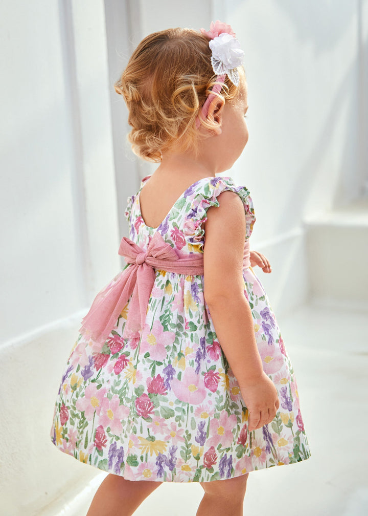 Mayoral Dress in dahlia for baby girls.