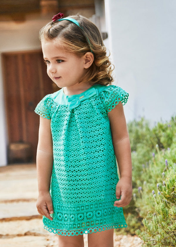 Mayoral Embroidered Dress in agate for girls.