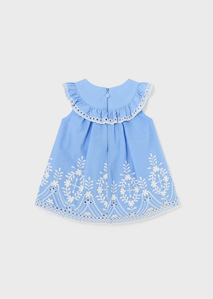 Mayoral Embroidered Dress in indigo for children.