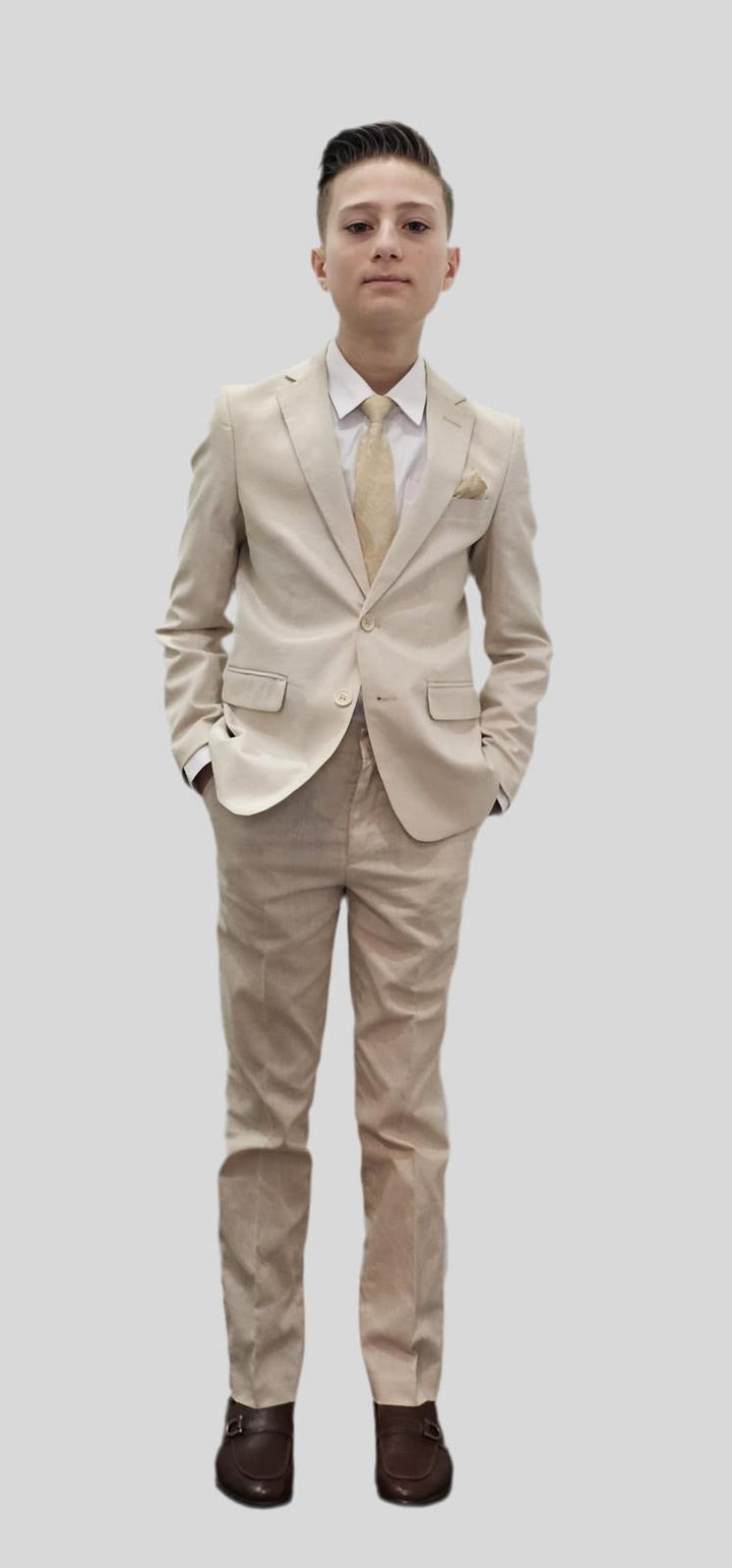 Bechic Halifax Kids’ Linen Beige Suit – Premium Italian Handmade Quality, Best Selling in Canada Be Chic