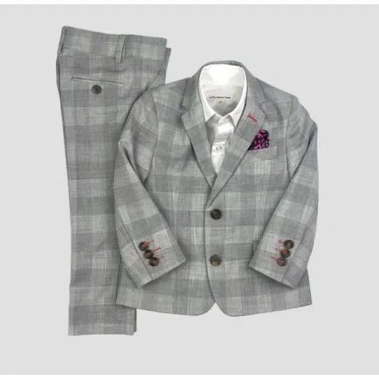 2 pieces London check gray suit - Be Chic