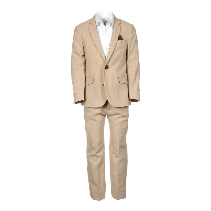 2 pieces suit set for Boys - Khaki Herringbone - Be Chic