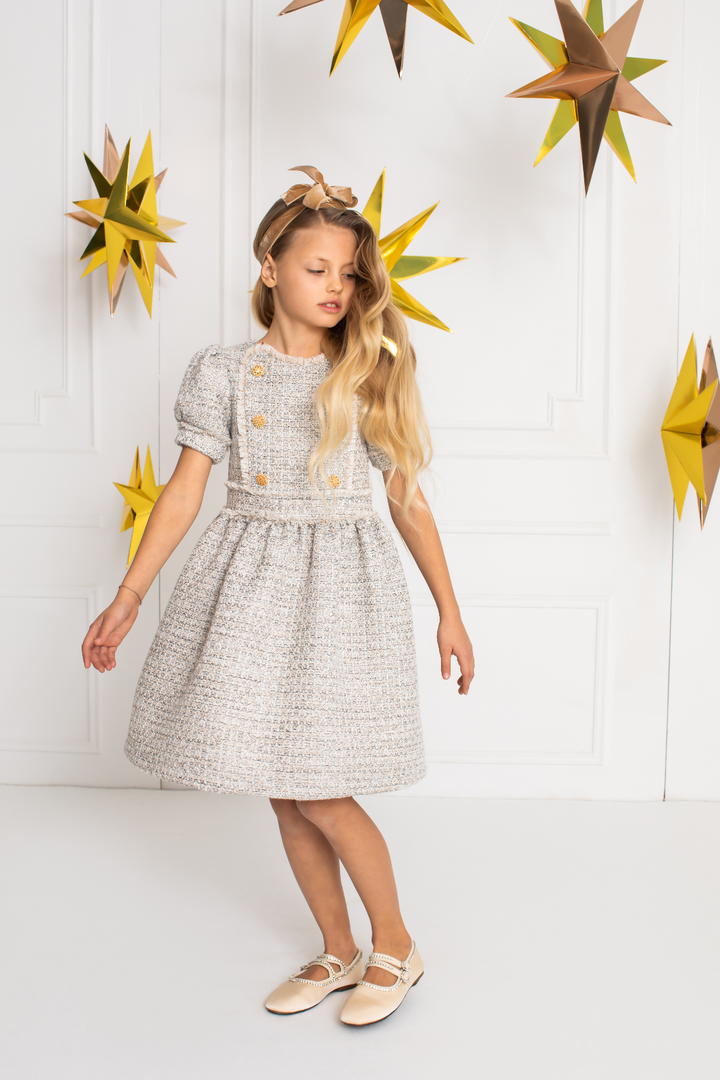 Patachou Girls Gold Dress - Grey Patachou