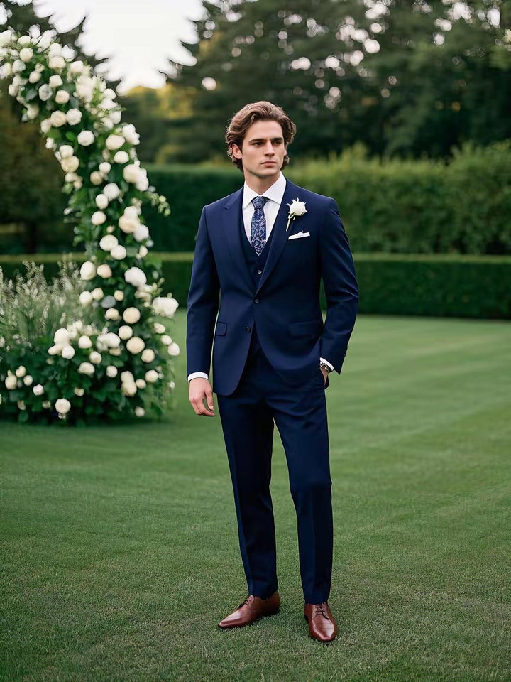 Mens Navy Blue 6 Piece Suit - Perfect for Prom and other Formal Events. Prince Kyle