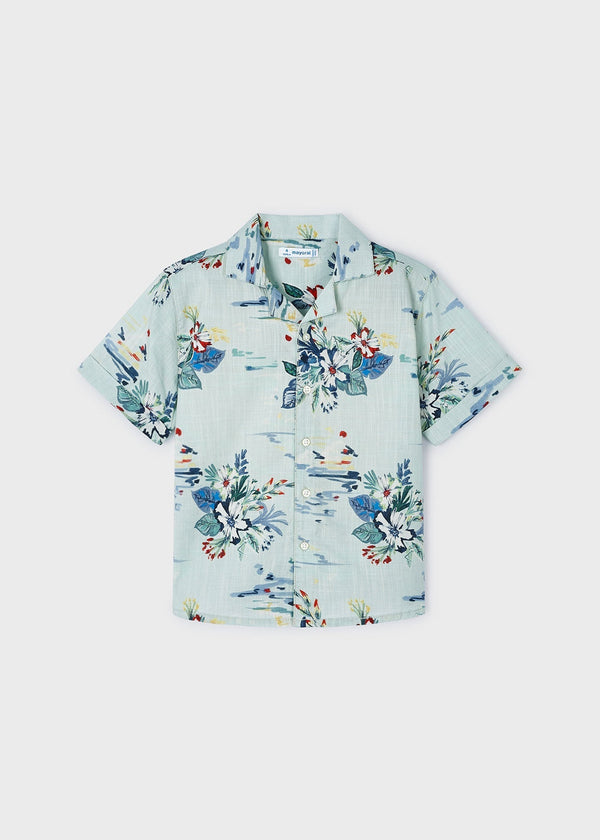3114 - S/s buttondown shirt for boy - Botanic - Be Chic