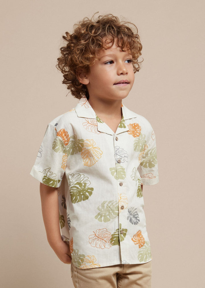 3114 - S/s buttondown shirt for boy - Iguana grn - Be Chic
