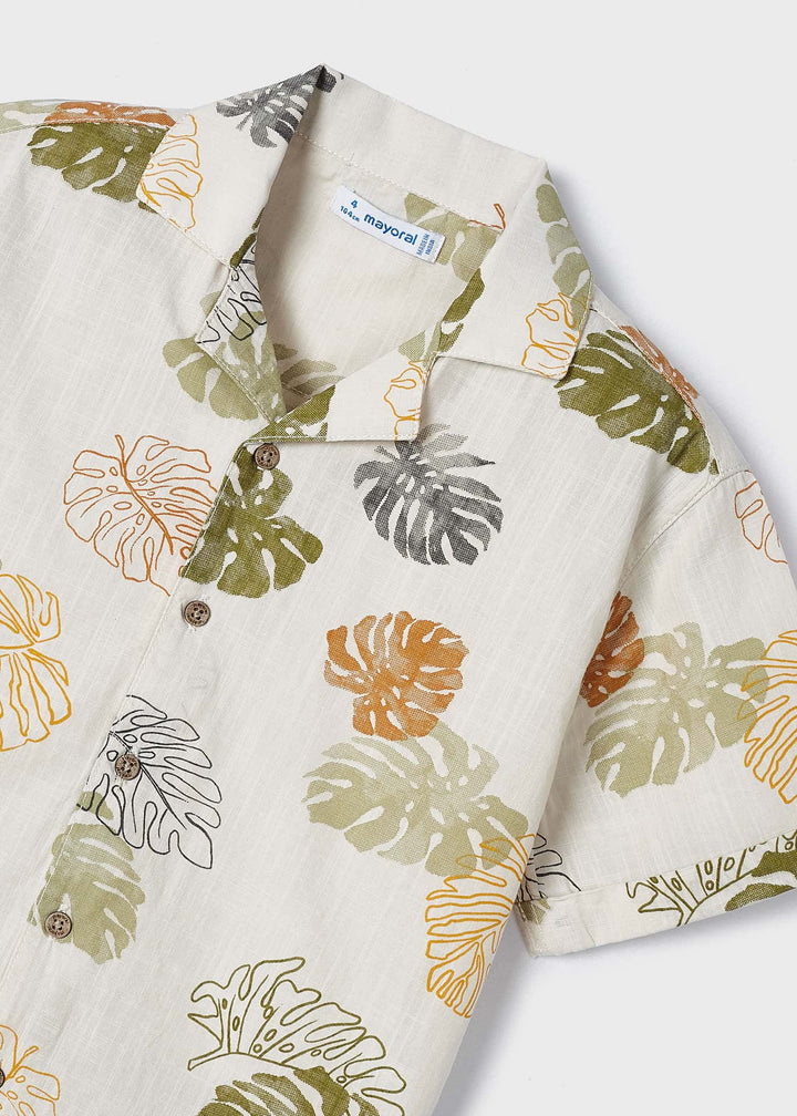 3114 - S/s buttondown shirt for boy - Iguana grn - Be Chic