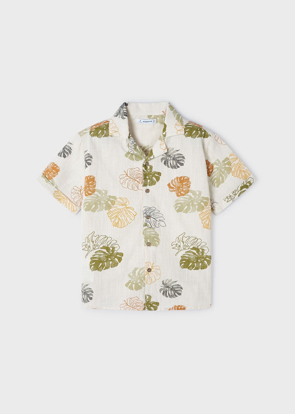 3114 - S/s buttondown shirt for boy - Iguana grn - Be Chic