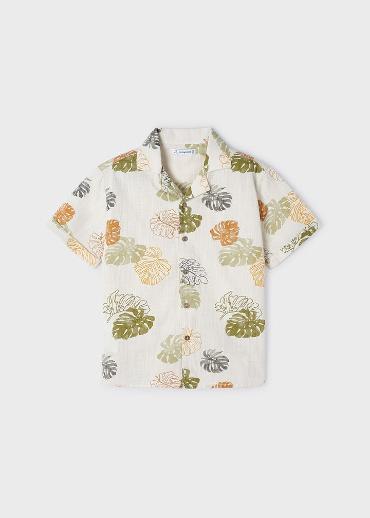 3114 - S/s buttondown shirt for boy - Iguana grn - Be Chic