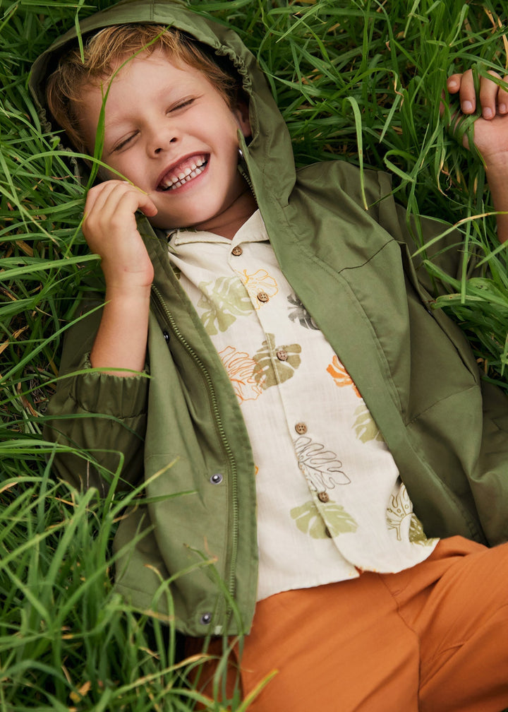 3114 - S/s buttondown shirt for boy - Iguana grn - Be Chic