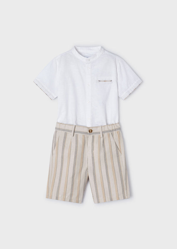3283 - Linen suiting bermuda set for boy - Raffia - Be Chic