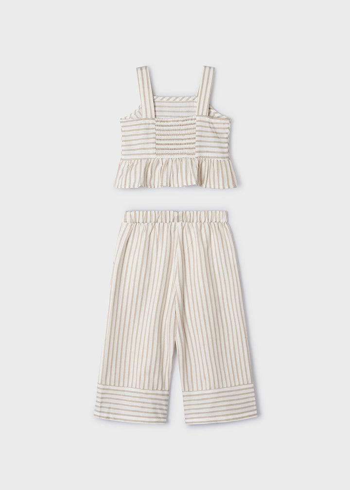 3539 - Stripes long trousers for girl - Beige - Kids Chic