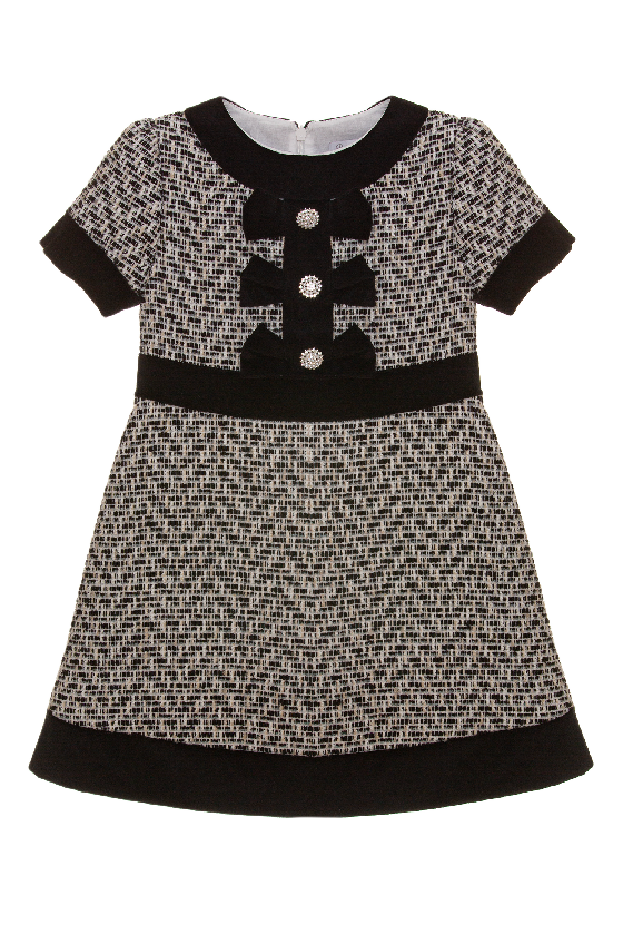 Patachou Girls Dress - Ivory Black Patachou