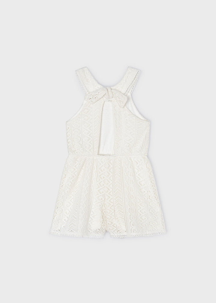 3862 - Guipure romper for girl - Chickpea - Kids Chic