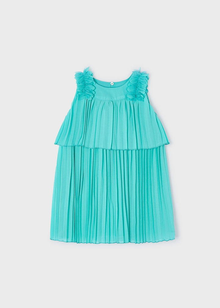 Jade Pleated Dress by Mayoral for Girls - Chic Elegance with a Modern Twist at Kids Chic.