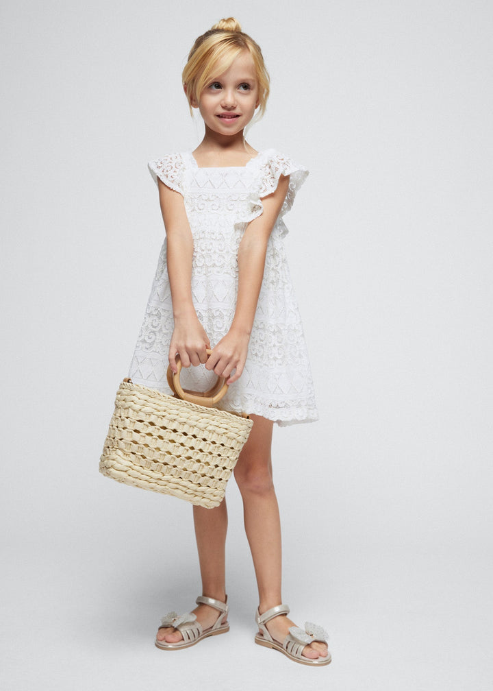 Natural Lace Dress by Mayoral for Baby Girls - Graceful and Gorgeous for Special Events at Kids Chic.