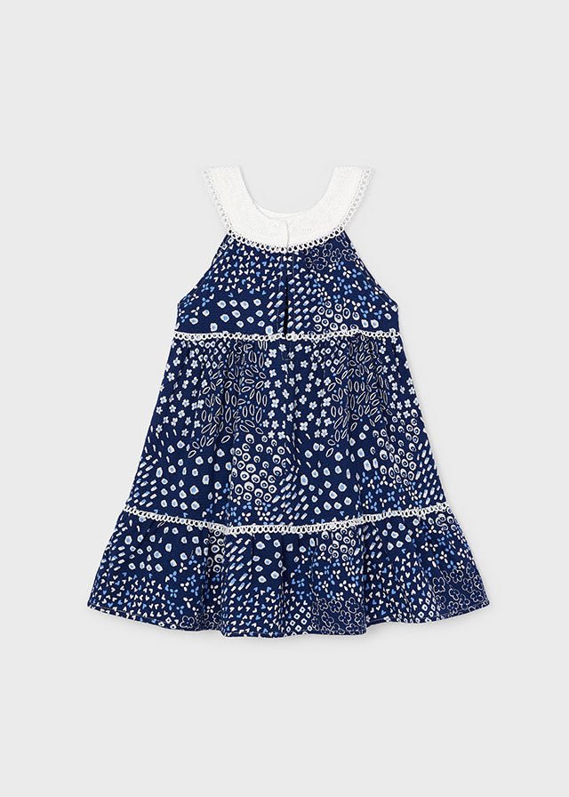 3935 - Girls dress with guipure purse - Ink - Be Chic