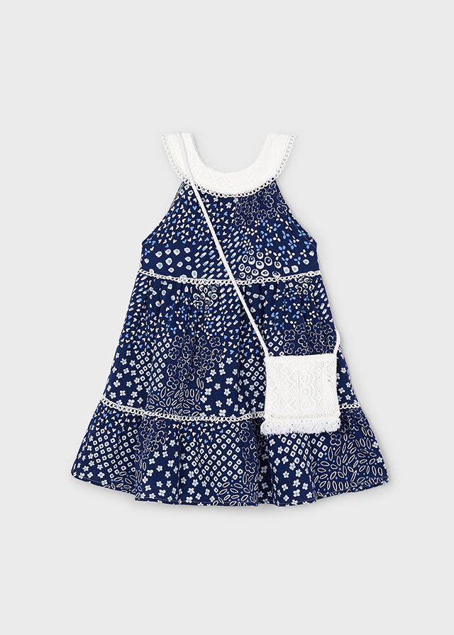 3935 - Girls dress with guipure purse - Ink - Be Chic