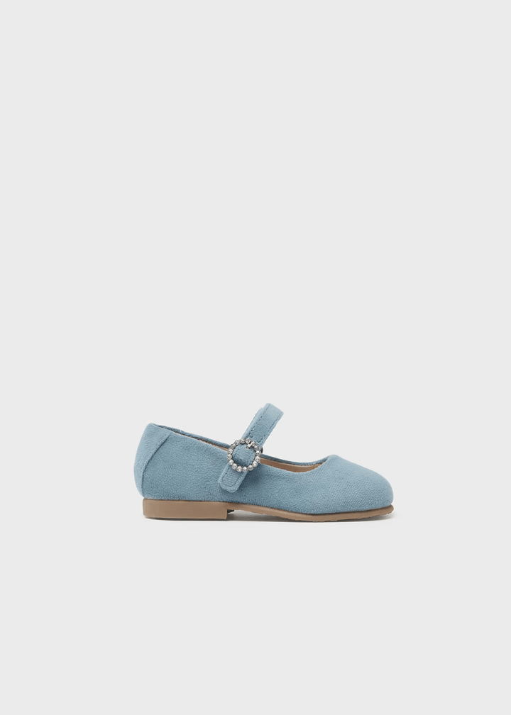 44391 - Velvet Mary Janes for girl - Lightblue - Be Chic