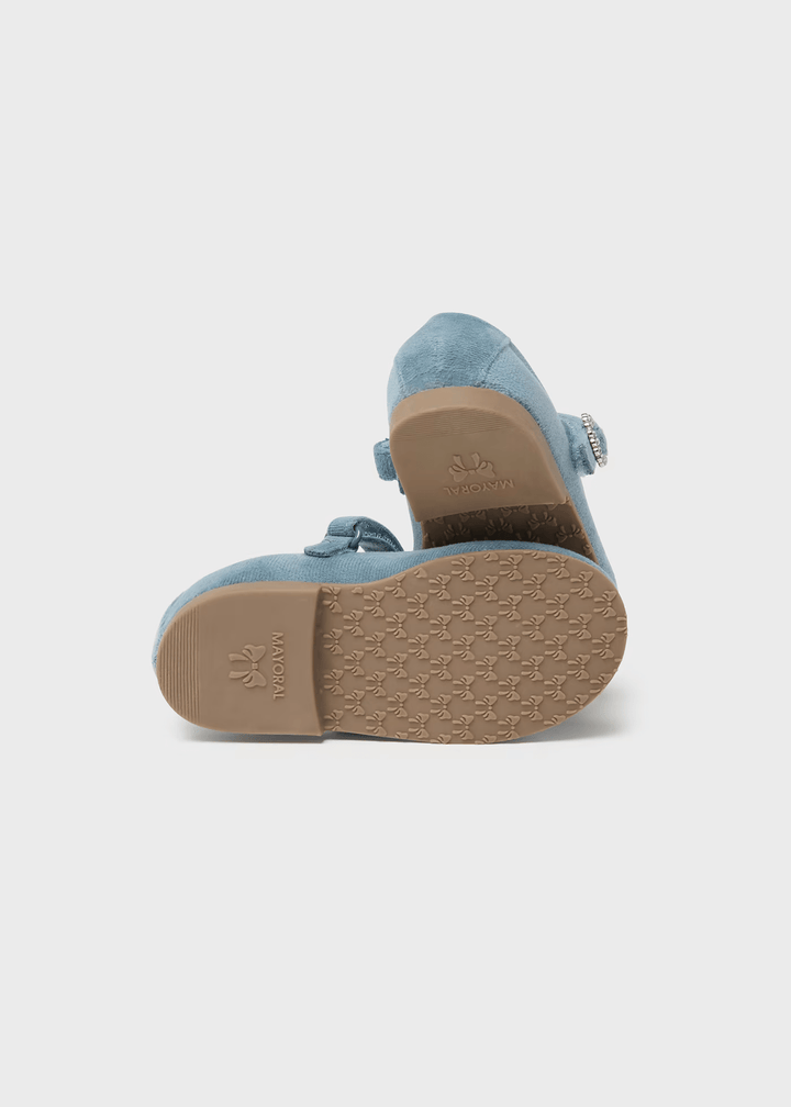 44391 - Velvet Mary Janes for girl - Lightblue - Be Chic