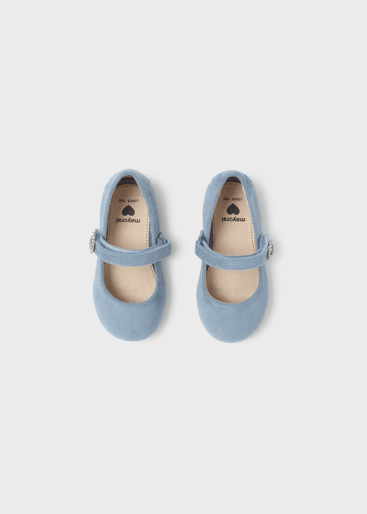 44391 - Velvet Mary Janes for girl - Lightblue - Be Chic