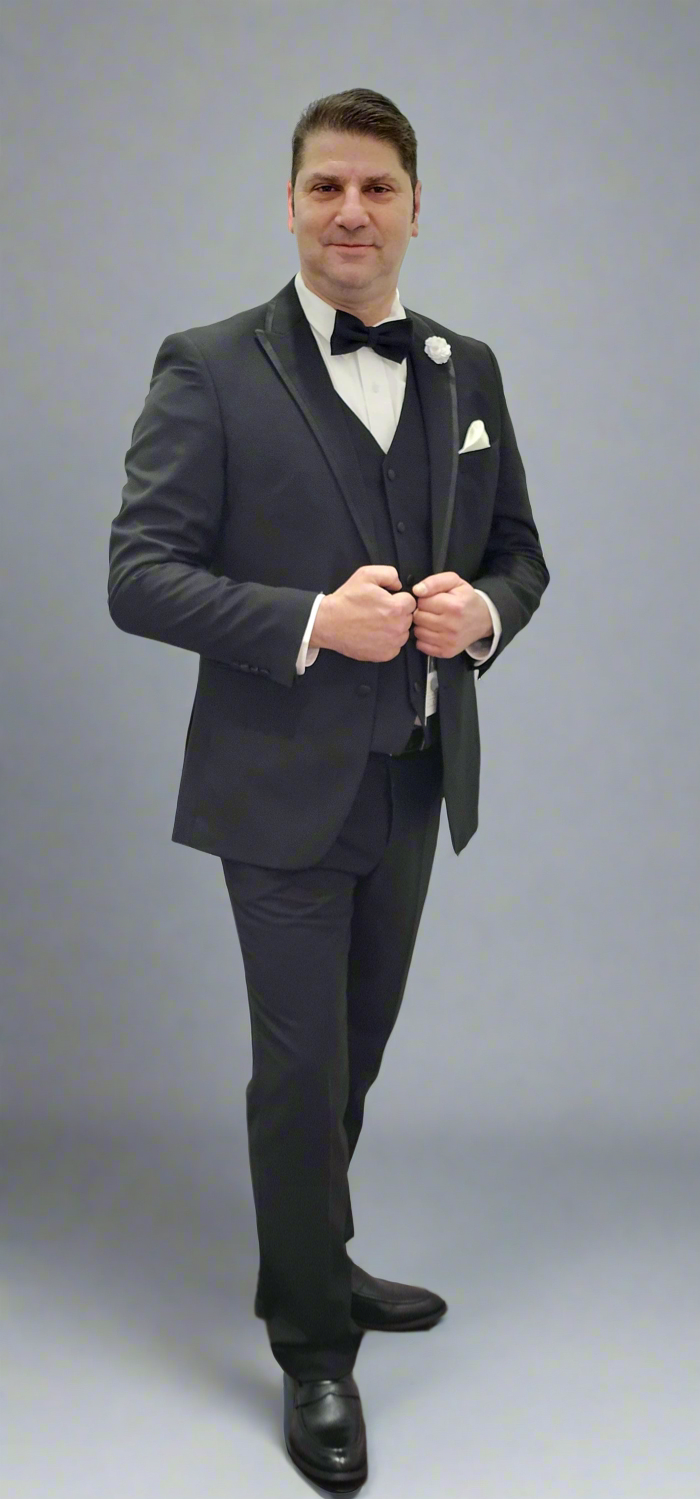 Mens Black Paisley Pattern 6 Piece Suit - Made In Canada 🇨🇦 Be Chic