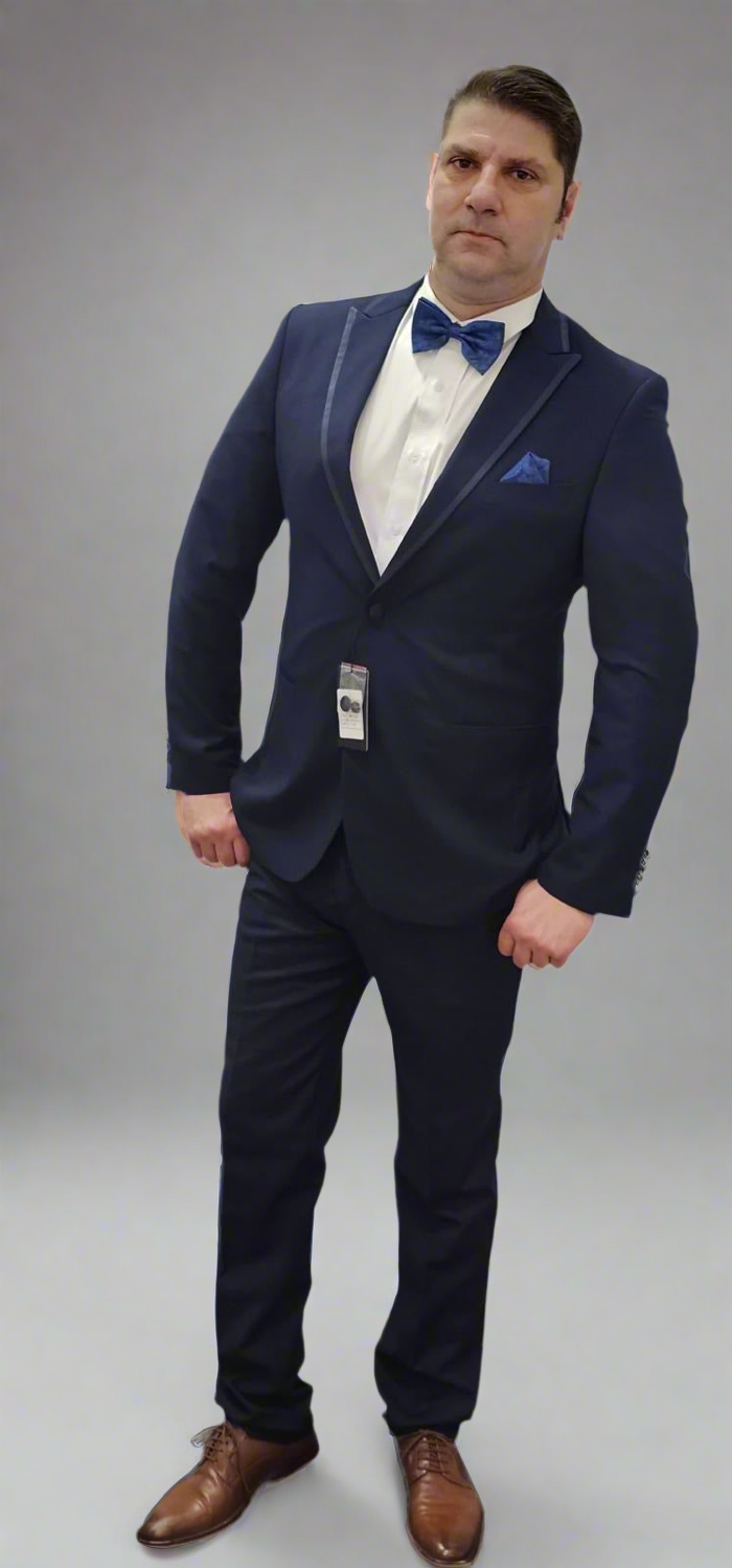 Mens Navy Paisley Pattern 6 Piece Suit - Made In Canada 🇨🇦 Be Chic