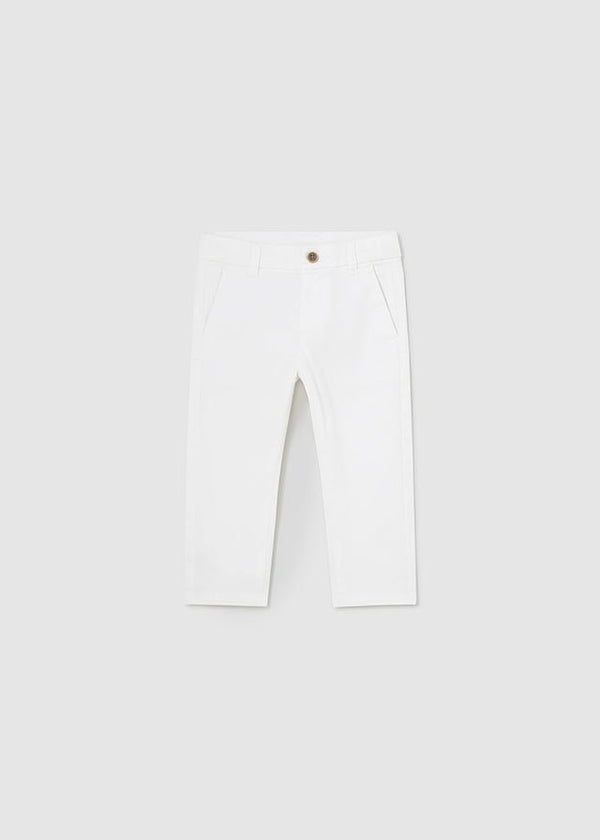 522 - Mayoral Twill basic trousers Baby boy - White - Be Chic