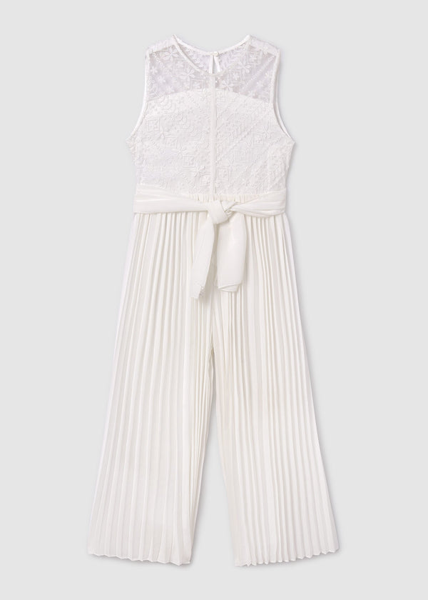6852 - Pleated jumpsuit for teen girl - Natural - Be Chic