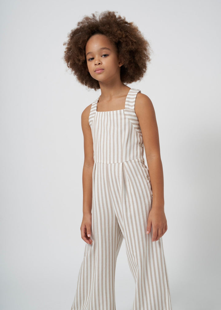 6855 - Stripes jumpsuit for teen girl - Beige - Be Chic