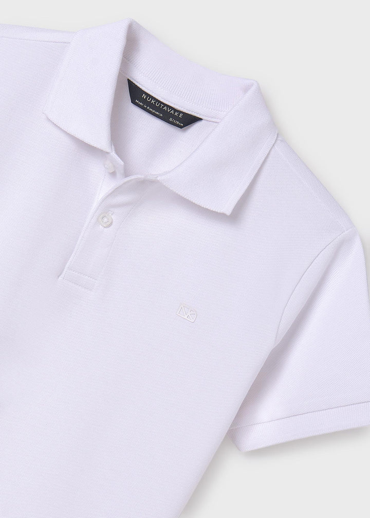 890 - Basic s/s polo for teen boy - White - Be Chic