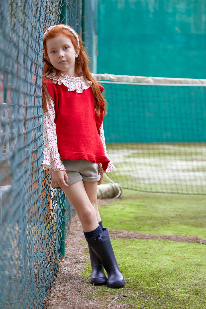 Girl Témpera Waistcoat-Red Tutto Piccolo